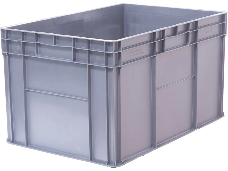 Ящик полимерный 600х400х340 сплошной, усиленное дно, Серый 934.02.03.02 высокое качество товара