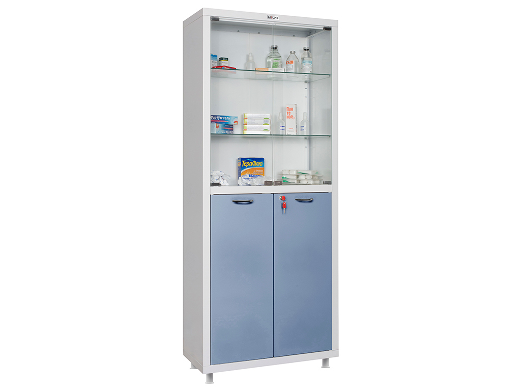 Медицинский шкаф HILFE 1655x700x320 со стеклянными полками МД 2 1670/SG в наличии